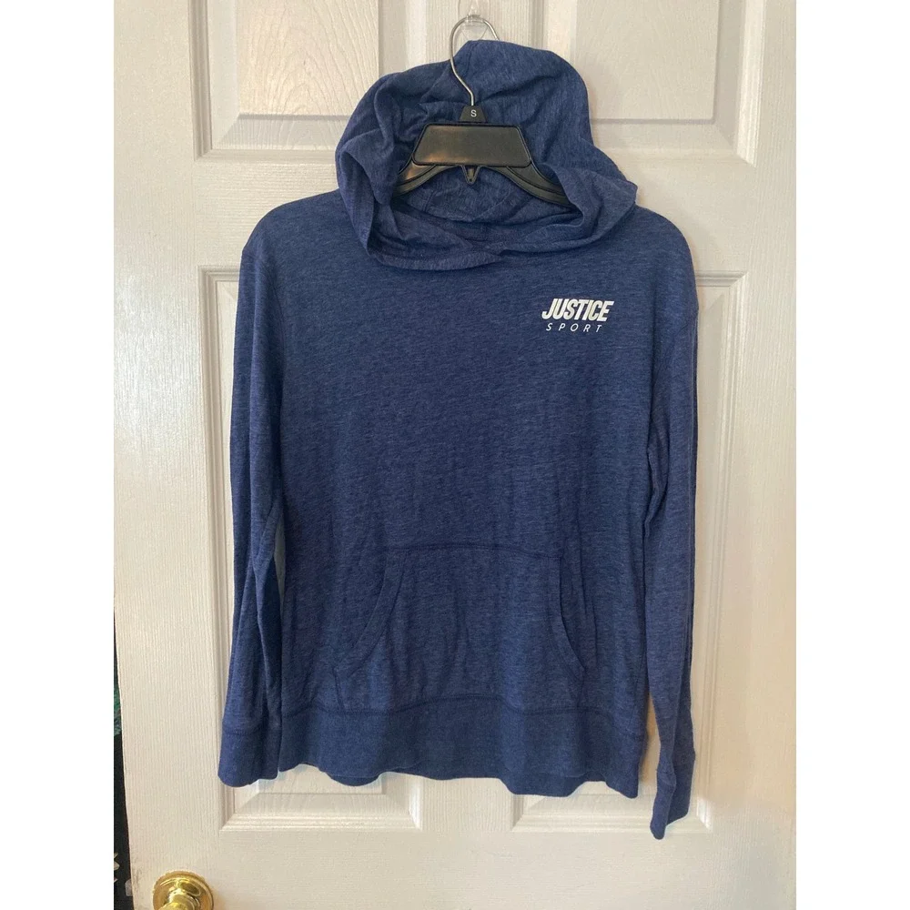 Justice Active Girls‎ Blue Heathered Lightweight Hoodie Sweatshirt Size 14/16